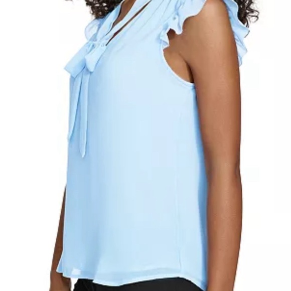 NWT Calvin Klein Semi Sheer V-Neck Black Blouse - Picture 11 of 11